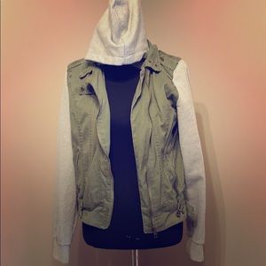 Olive and gray sweater jacket